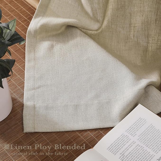 Central Park Sand Pinch Pleated Light Filtering Curtain Panel 95 Inch Long Linen Blended with Microfiber Liner Textured Window Treatment Set for Living Room Bedroom with Back Tabs Hooks, 40"L x95"W x2