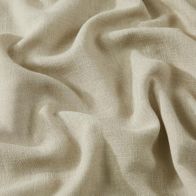 Vision Home Sand Pinch Pleated Full Blackout Curtains Linen Blended Room Darkening Window Curtains 63 inch for Living Room Bedroom Thermal Insulated Pinch Pleat Drapes with Hooks 2 Panel 40" Wx63 L