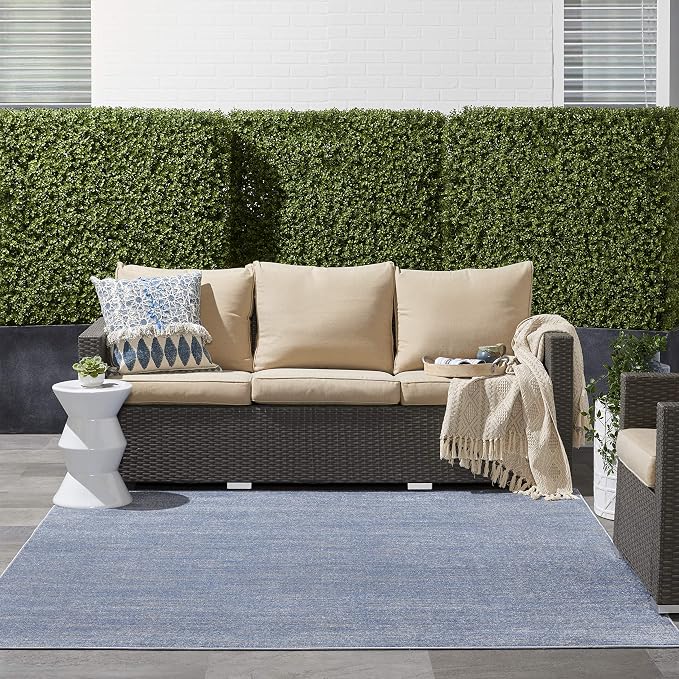 Nourison Home Nourison Essentials Blue Grey 5' x Square Area Rug - Easy Clean, Non Shedding, Bed Room, Living Room, Dining Room, Kitchen (5' x Square)