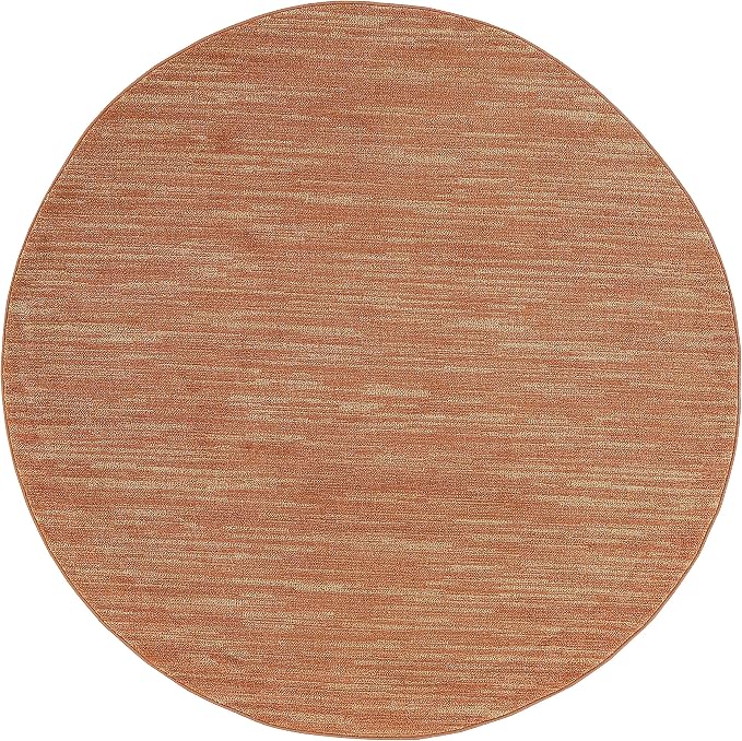 Nourison Home Nourison Essentials Rust 8' x Round Area Rug - Easy Clean, Non Shedding, Bed Room, Living Room, Dining Room, Kitchen (8' x Round)