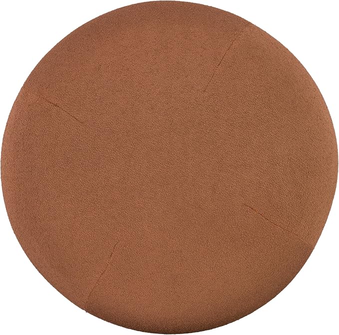 Christopher Knight Home Aria 20.08" Round Fabric Ottoman Stool, Upholstered Footrest with Foam Seat, Modern Accent Ottoman with Wood Legs, Small Footrest for Entryway Living Room, Rust