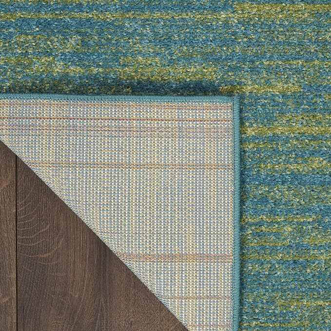 Nourison Home Nourison Essentials Blue Green 2'2" x 20' Area Rug - Easy Clean, Non Shedding, Bed Room, Living Room, Dining Room, Kitchen (20' Runner)