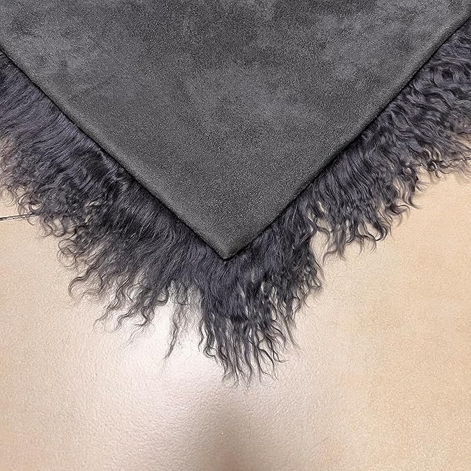 100% Real Mongolian Lamb Fur Cushion Cover/Pillowcase (20x20inch, Brown or Dark Grey) 1