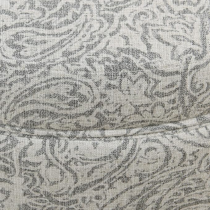 Homepop Home Decor | Upholstered Round Storage Ottoman | Ottoman with Storage for Living Room & Bedroom, Gray Floral