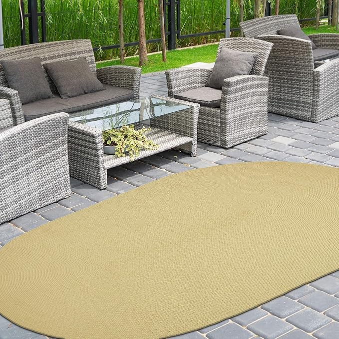 Superior Indoor/Outdoor Area Rug, Reversible Braided Floor Decor for Living Room, Kitchen, Patio, Front Porch, Modern Boho Farmhouse Rugs, Hardwood, Bedroom Accessories, 3' x 5', Cream