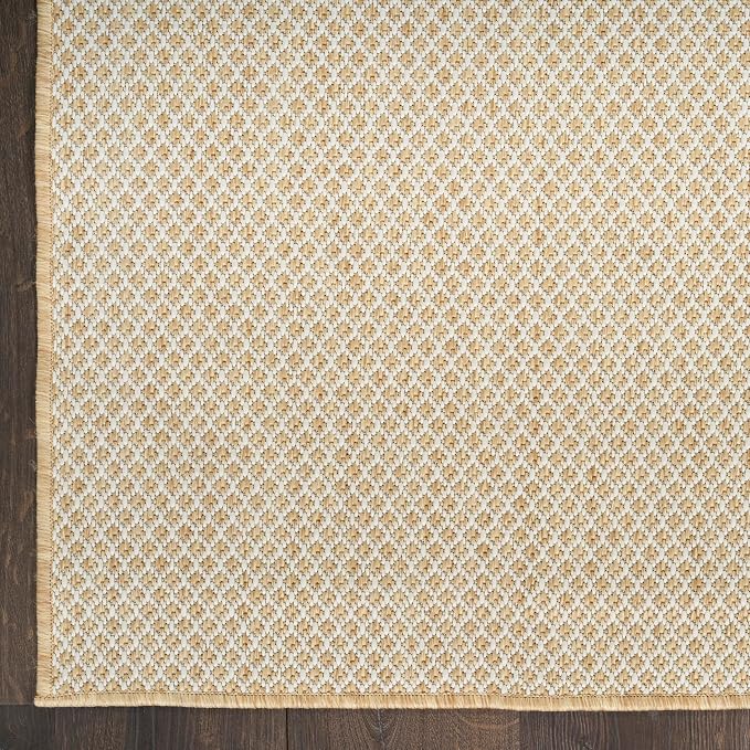 Nourison Home Courtyard Natural 9' x 12' Area Rug - Easy Clean, Non Shedding, Bed Room, Living Room, Dining Room, Kitchen (9' x 12')