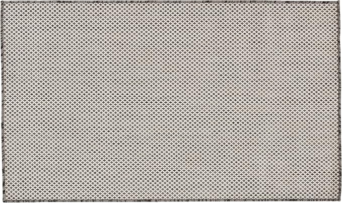 Nourison Home Courtyard Ivory Charcoal 3' x 5' Area Rug - Easy Clean, Non Shedding, Bed Room, Living Room, Dining Room, Kitchen (3' x 5')