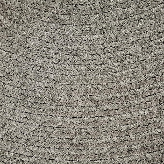 Superior Indoor/Outdoor Area Rug, Reversible Braided Floor Decor for Living Room, Kitchen, Patio, Front Porch, Modern Boho Farmhouse Rugs, Hardwood, Bedroom Accessories, 4' Round, Slate