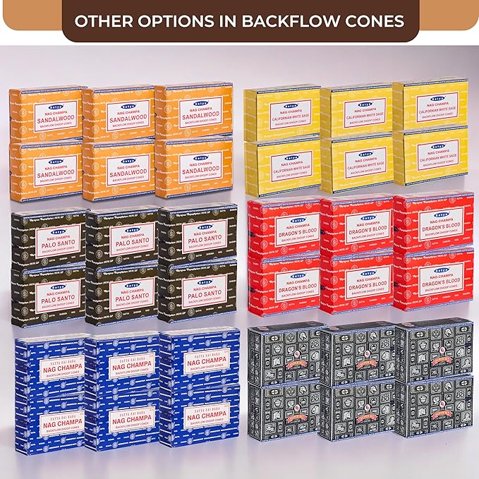 Californian White Sage Backflow Incense Cones for Waterfall Aromatic Smoke Fountain Haze Falls and Mat Bundle - Pack of 6