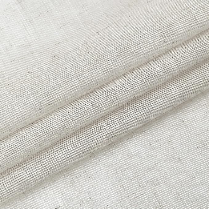 Vision Home Natural Pinch Pleated Sheer Curtains 102 Inches Soft Linen Cotton Like Modern Light Filtering Drapes,Window Treatment Panels with Hooks Back Tab for Living Room Bedroom, 60" Wx102 Lx2