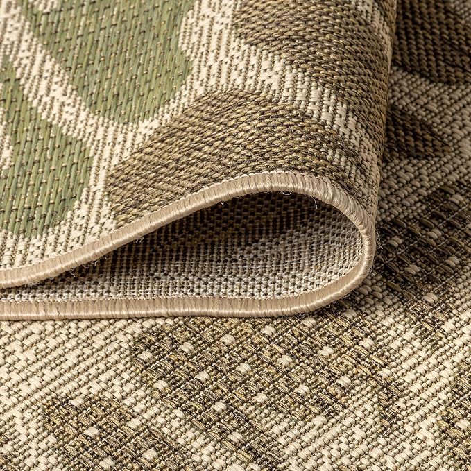 JONATHAN Y Floral Textured Weave Indoor Outdoor Octagon Area Rug 5 Ft Sage/Brown, Zinnia Modern for Backyard, Patio, Porch, Easy-Cleaning, High Traffic, Pet-Friendly, Non-Shedding (SMB110A-5TGN)