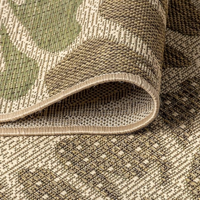 JONATHAN Y Floral Textured Weave Indoor Outdoor Round Area Rug 5 Ft Sage/Brown, Zinnia Modern for Backyard, Patio, Porch, Easy-Cleaning, High Traffic, Pet-Friendly, Non-Shedding (SMB110A-5R)