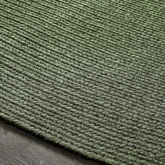 Superior Indoor/Outdoor Area Rug, Reversible Braided Floor Decor for Living Room, Kitchen, Patio, Front Porch, Modern Boho Farmhouse Rugs, Hardwood, Bedroom Accessories, 8' x 10', Green