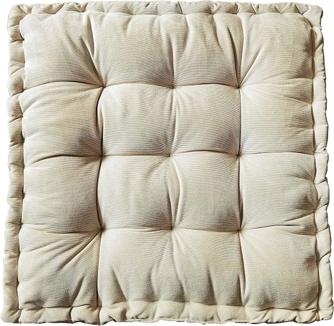 Verpert Floor Pillow 25x25 Inch,Square Meditation Cushion Floor Seating for Adults,Oversized Tufted seat Cushion Reading Nook for Kids, Yoga Meditation Pillow for Sitting on Floor, (Beige)