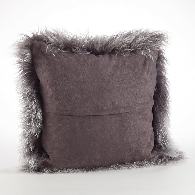 SARO LIFESTYLE Mongolian Lamb Fur Poly Filled Throw Pillow