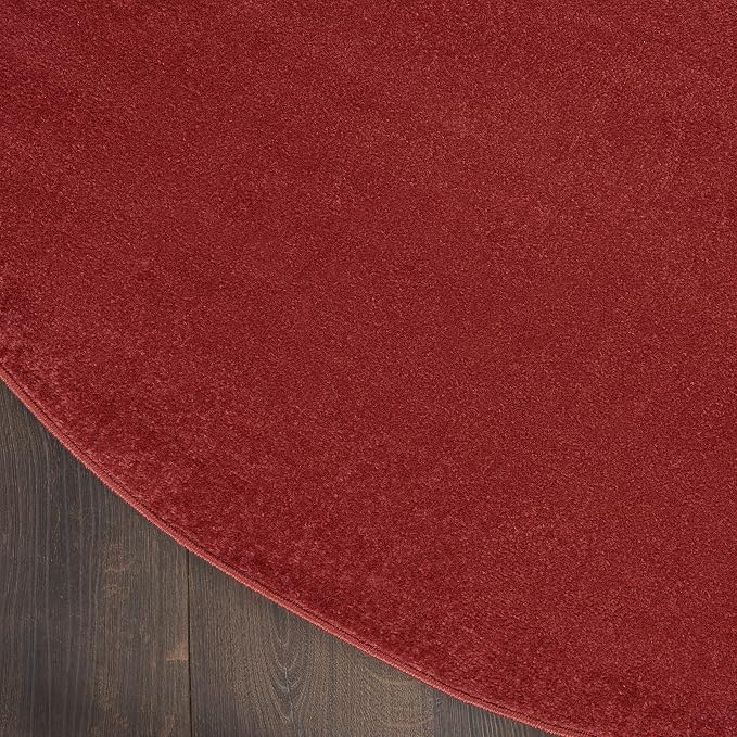 Nourison Home Nourison Essentials Brick Red 4' x Round Area Rug - Easy Clean, Non Shedding, Bed Room, Living Room, Dining Room, Kitchen (4' x Round)