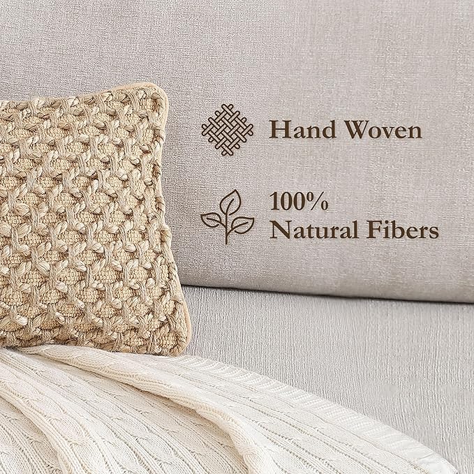 Boho Living 12x20 Beige Throw Pillow Covers Pillow insert not included - (1) Boho Pillow Cover