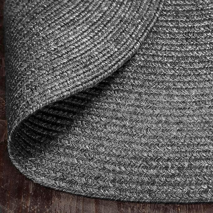 Superior Indoor/Outdoor Area Rug, Reversible Braided Floor Decor for Living Room, Kitchen, Patio, Front Porch, Modern Boho Farmhouse Rugs, Hardwood, Bedroom Accessories, 4' x 6', Charcoal