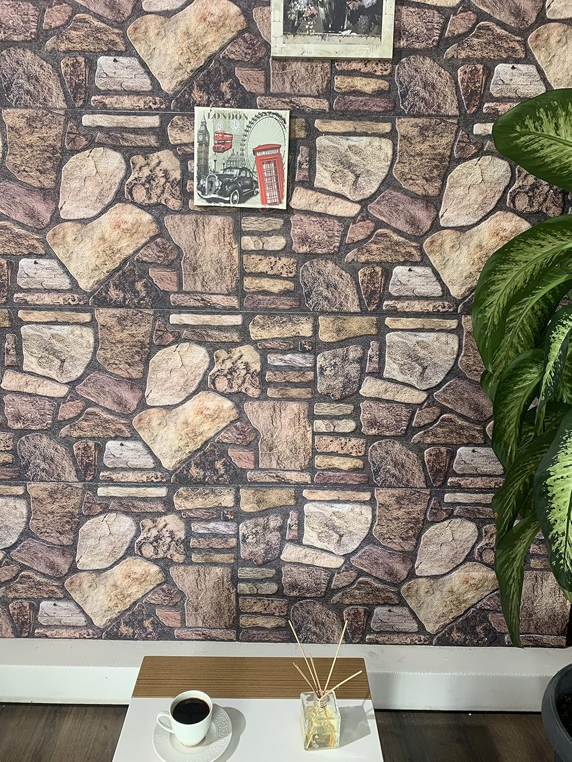 Dundee Deco 3D Wall Panels - Cladding Mahogany Brown Stone Look Wall Paneling, Styrofoam Facing for Interior and Exterior Applications, DIY, Sample, Size 10 x 10 in.