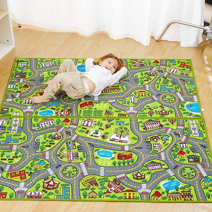 JOYIN Kids Play Rugs, Playmat City Life Carpet, Durable Carpet Playmat Rug, City Pretending Play, Toddler Rug