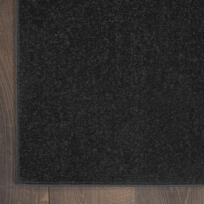 Nourison Home Nourison Essentials Black 5' x Square Area Rug - Easy Clean, Non Shedding, Bed Room, Living Room, Dining Room, Kitchen (5' x Square)