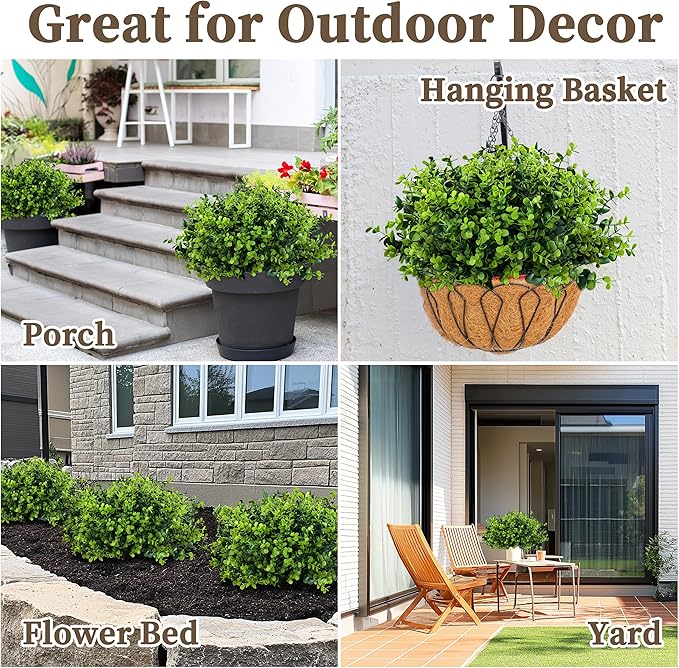 ColoPlay 20 Bundles Artificial Greenery Boxwood Plants, Fake Plant for Garden Porch, Window Box, Home Wedding, Farmhouse, and Indoor Outdoor Decoration