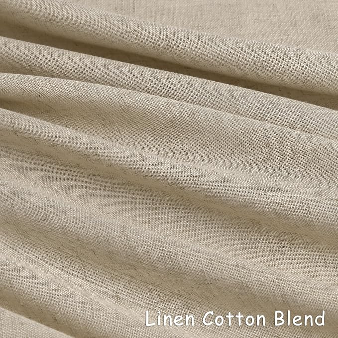 Aersas Taupe Burlywood Grommet Linen Curtains 102 Inches Long for Living Room Dining 2 Panels Light Filtering Boho Farmhouse Large Window Drape Flax Burlap Textured for Sliding Glass Door Bedroom