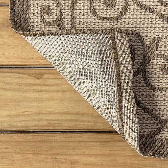 JONATHAN Y Vintage Filigree Indoor Outdoor Round Area Rug 9 Ft Beige/Brown, Madrid Textured Weave for Backyard, Patio, Porch, Easy-Cleaning, High Traffic, Pet-Friendly, Non-Shedding (SMB107B-9R)