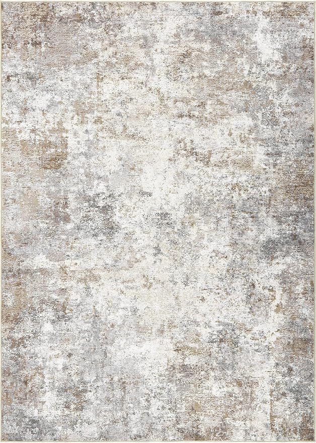 UERMEI Square Area Rugs : Washable 12x12 Neutral Modern Abstract Carpet for Living Room Bedroom - Soft Floor Mat with Non Slip Backing for Kitchen Nursery Dorms Farmhouse Home Decor - Brown Grey