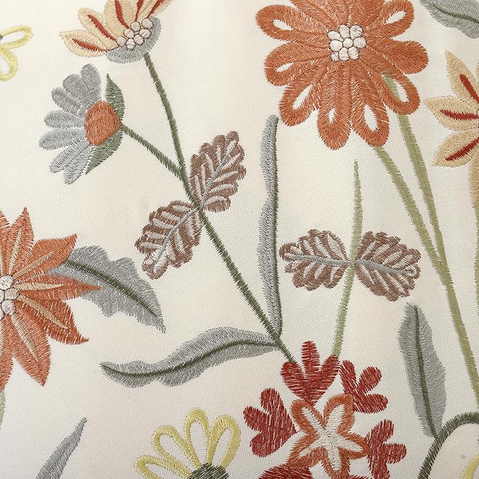 Orange Floral Pillow Covers 18x18 Pack of 2 Embroidered Throw Pillow Covers Vintage Flowers Farmhouse Pillow Cushion Cases Spring Summer Decorative Pillowcases Home Decor Square Pillow Case