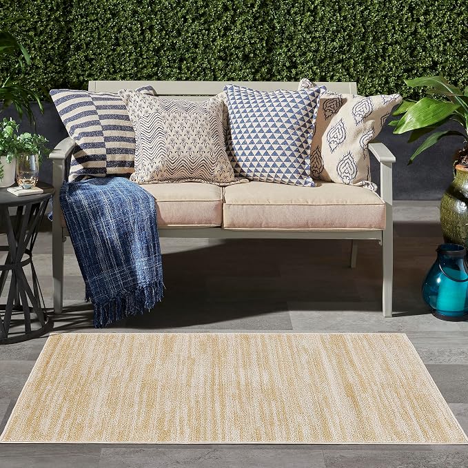 Nourison Home Nourison Essentials Ivory Gold 3' x 5' Area Rug - Easy Clean, Non Shedding, Bed Room, Living Room, Dining Room, Kitchen (3' x 5')