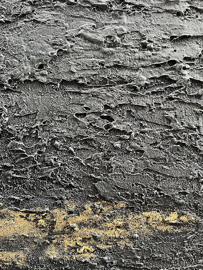 Hand Painted 36x24 inch Black and Gold Abstract Wall Decoration Oil Painting Thick Texture Minimalist Art