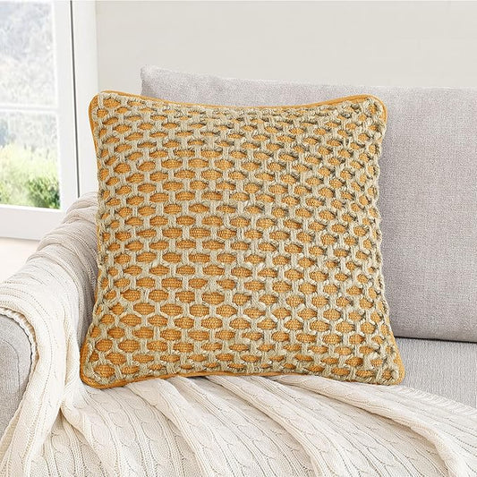 Boho Living 18x18 Mustard Yellow Throw Pillow Covers with Pillow Insert Included, Pack of 1