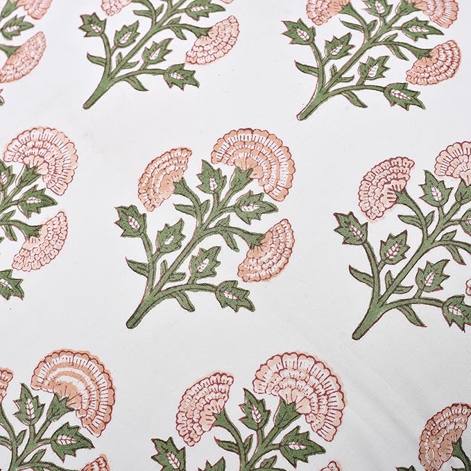Ridhi Block Print Mughal Buta Peach Pillow Cover 18" x 18" (Pack of 2) Decorative Couch Pillows for Living Room, Chic Boho Cute Outdoor Pillows Covers Gifts for Spring, Easter and Valentine