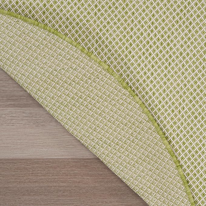 Nourison Home Courtyard Ivory Green 8' x Round Area Rug - Easy Clean, Non Shedding, Bed Room, Living Room, Dining Room, Kitchen (8' x Round)