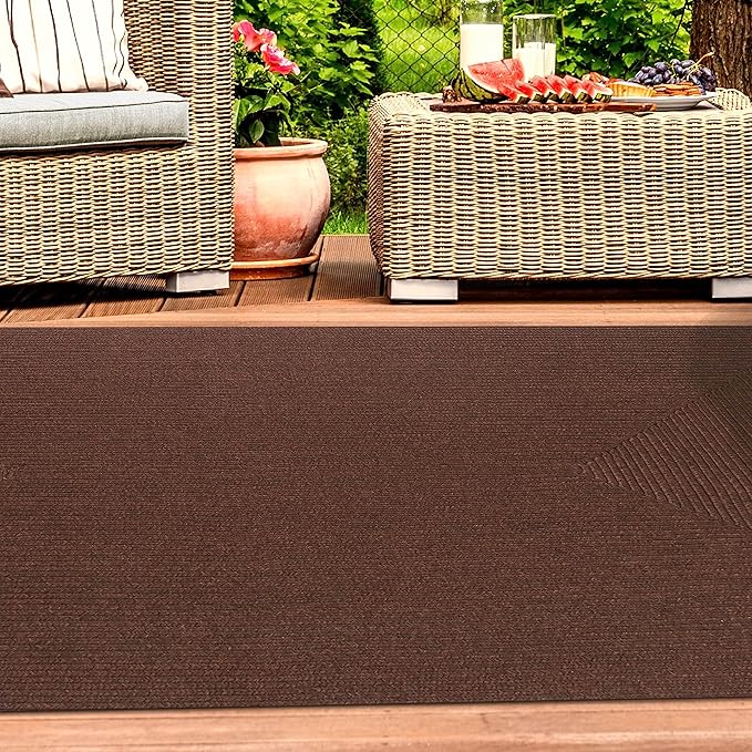 Superior Indoor/ Outdoor Area Rug, Reversible Braided Home Floor Decor for Living Room, Kitchen, Entryway, Patio, Front Porch, Deck, Modern, Boho, Farmhouse Style, 5' x 8', Cocoa