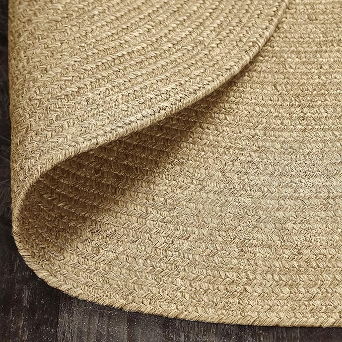 Superior Indoor/Outdoor Runner Rug, Reversible Braided Floor Decor for Living Room, Kitchen, Patio, Front Porch, Modern Boho Farmhouse Rugs, Hardwood, Bedroom Accessories, 2' x 8' Oval, Canvas