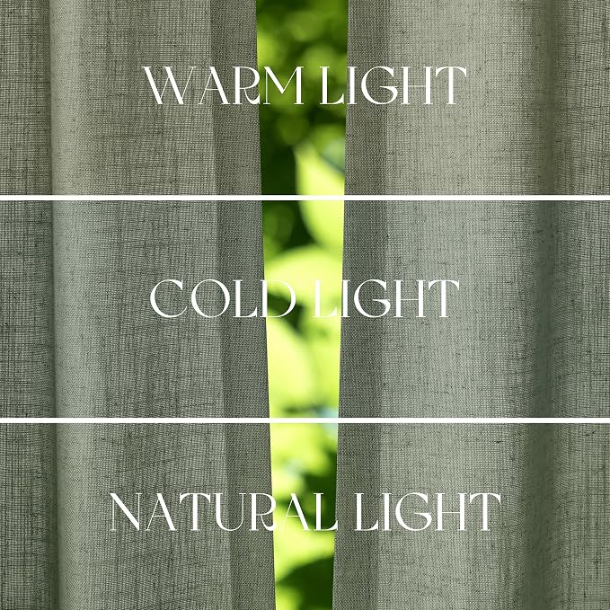 Jowels Desert Sage Linen Curtains 84 Inch Long 2 Panels for Living Room | Light Filtering Semi Sheer Curtain, Back Tab Pocket Pleated Look, Boho Farmhouse Textured Privacy Drapes for Bedroom Window