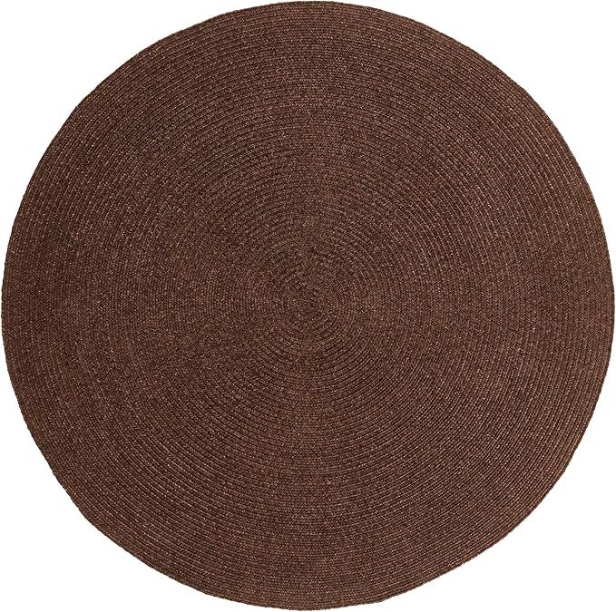 Superior Reversible Braided Indoor/Outdoor Area Rug, 6' round, Cocoa