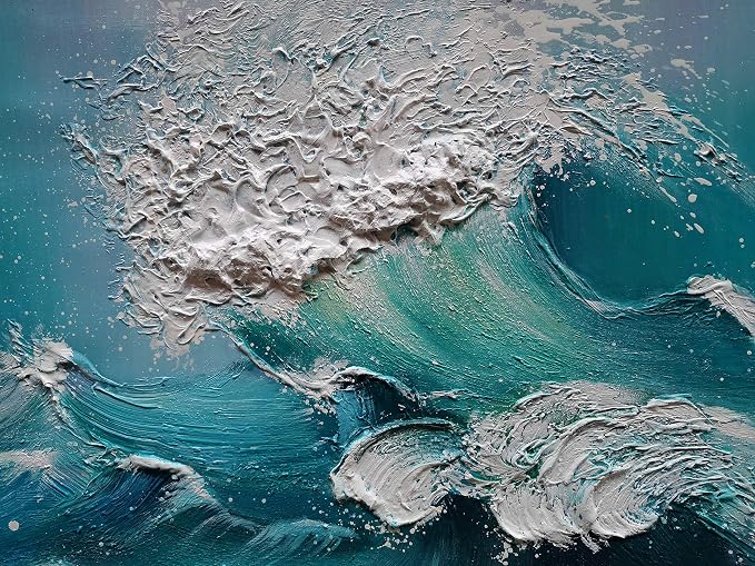 YaSheng Art - 24x48inch landscapes Abstract Art Painting，Oil Painting on Canvas Texture Blue Ocean scenery 3D Oil Painting Hand-Painted Abstract Artwork Canvas Wall Art Paintings Modern Home Decor Art