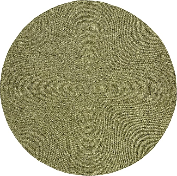 Superior Indoor/Outdoor Area Rug, Reversible Braided Floor Decor for Living Room, Kitchen, Patio, Front Porch, Modern Boho Farmhouse Rugs, Hardwood, Bedroom Accessories, 4' Round, Green