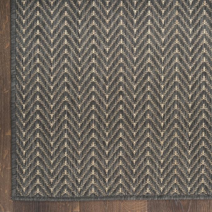 Nourison Home Horizon Indoor/Outdoor Charcoal 9' x 12' Area Rug - Easy Clean, Non Shedding, Bed Room, Living Room, Dining Room, Kitchen (9' x 12')