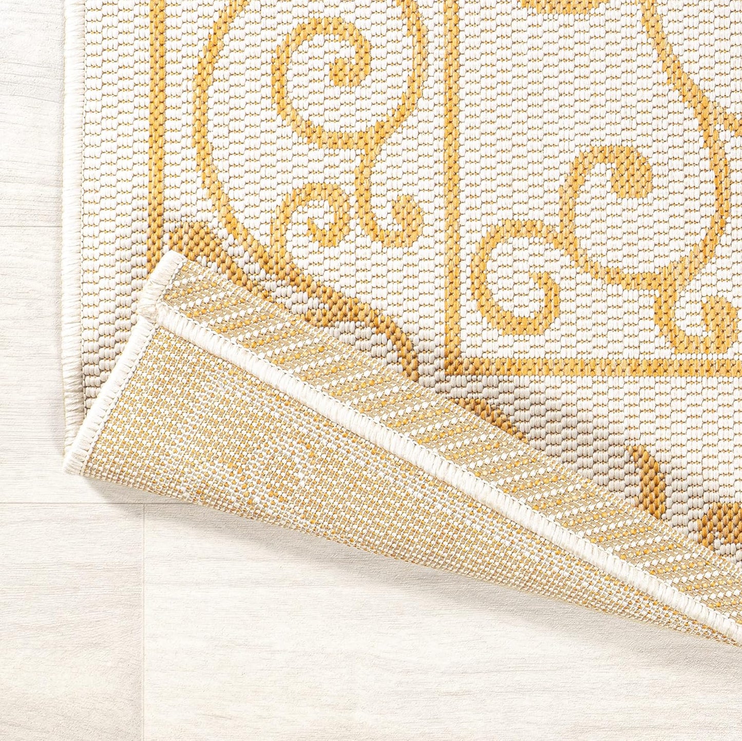 JONATHAN Y Vintage Filigree Indoor Outdoor Runner Rug 2X8 Cream/Yellow, Charleston Textured Weave for Backyard, Patio, Porch, Easy-Cleaning, High Traffic, Pet-Friendly, Non-Shedding (SMB106M-28)