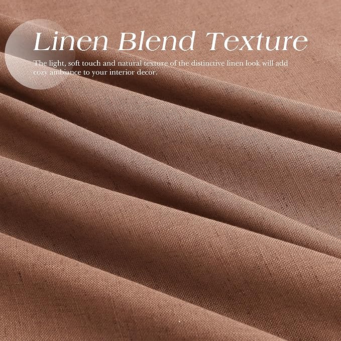 Cappuccino Linen Curtains 120 Inches Long for Living Room Grommet Textured Light Filtering Rustic Bedroom Extra Long Sheer Curtain Long Floor to Ceiling Large Window Drapes 10ft Tall 52X120, 2 Panel