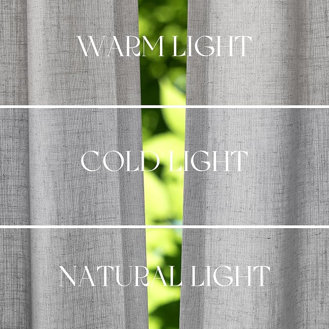 Jowels Grey Linen Curtains 90 Inch Long 2 Panels for Living Room | Gray Light Filtering Sheer Curtain, Back Tab Pocket Pleated Look, Boho Farmhouse Textured Privacy Drapes for Bedroom Window