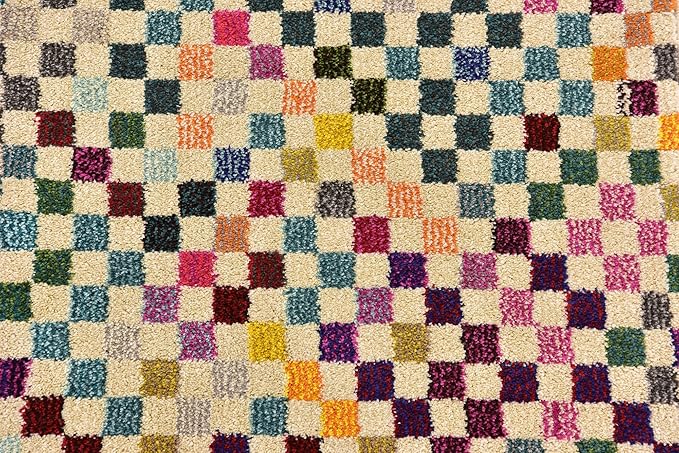 Unique Loom Chromatic Collection Modern Geometric & Vibrant Abstract Area Rug For Any Home Décor (2' 2 x 6' 7 Runner, Multi/ Beige)