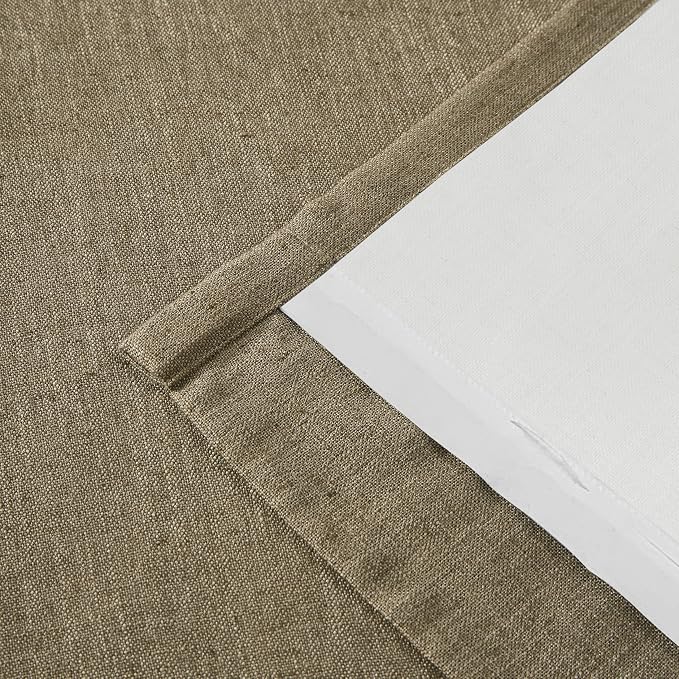 Vision Home Brown Pinch Pleated Light Filtering Window Curtains with Microfiber Liner 95 inch Linen Blended Textured Privacy Drapes for Living Room Bedroom Back Tabs with Hooks 2 Panels 40" Wx95 L