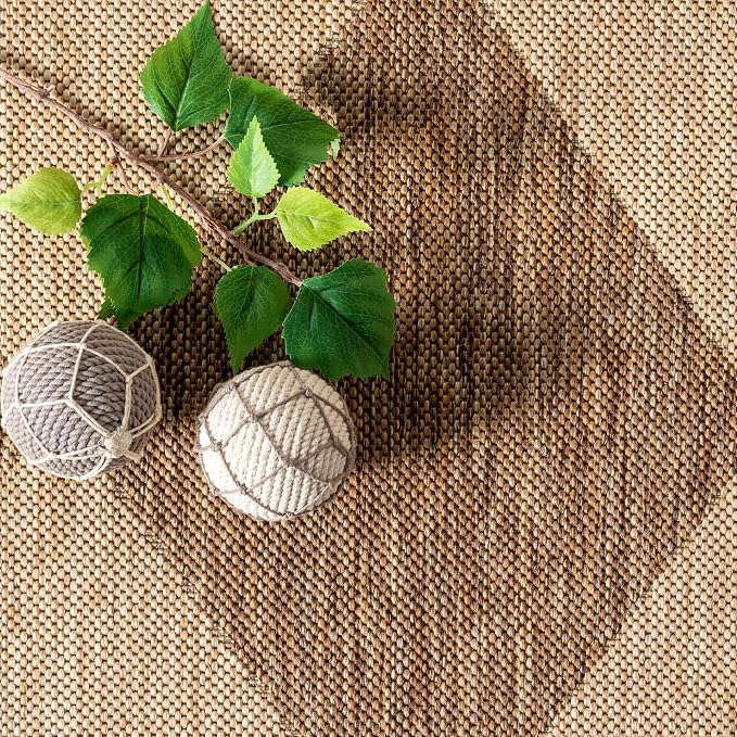 Nuloom Outdoor Performance Collection Sabina Brown/Ivory, 8' Square, Soft and Cozy, High Traffic, Stain Resistant, Easy Clean, Durable Area Rug for Indoor/Outdoor Patio, Deck, Porch, Garden, Courtyard