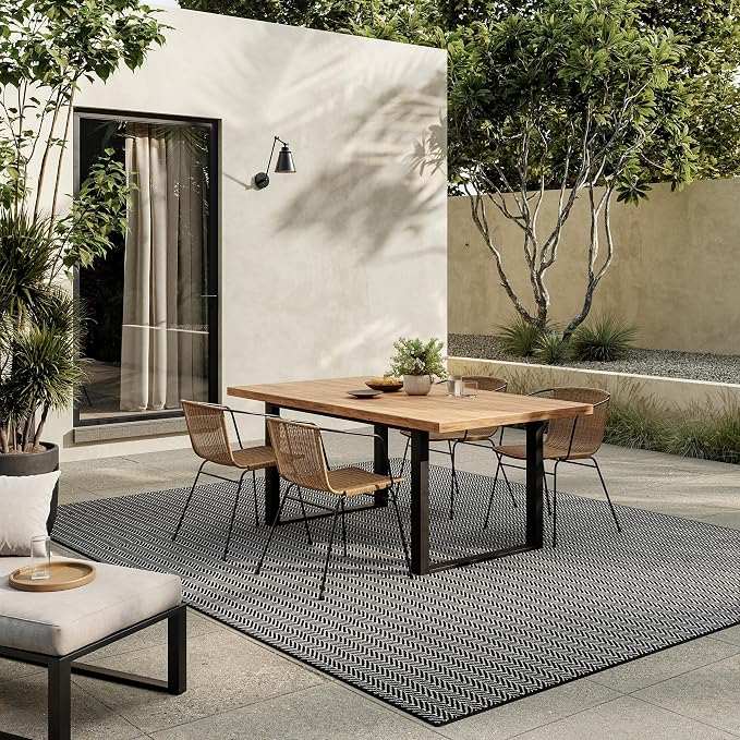 Nourison Home Horizon Indoor/Outdoor Black 8' x 10' Area Rug - Easy Clean, Non Shedding, Bed Room, Living Room, Dining Room, Kitchen (8' x 10')