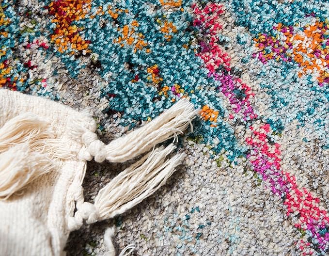 Unique Loom Chromatic Collection Modern Rustic & Vibrant Abstract Area Rug For Any Home Décor (9' 0 x 12' 0 Rectangular, Beige/ Blue)